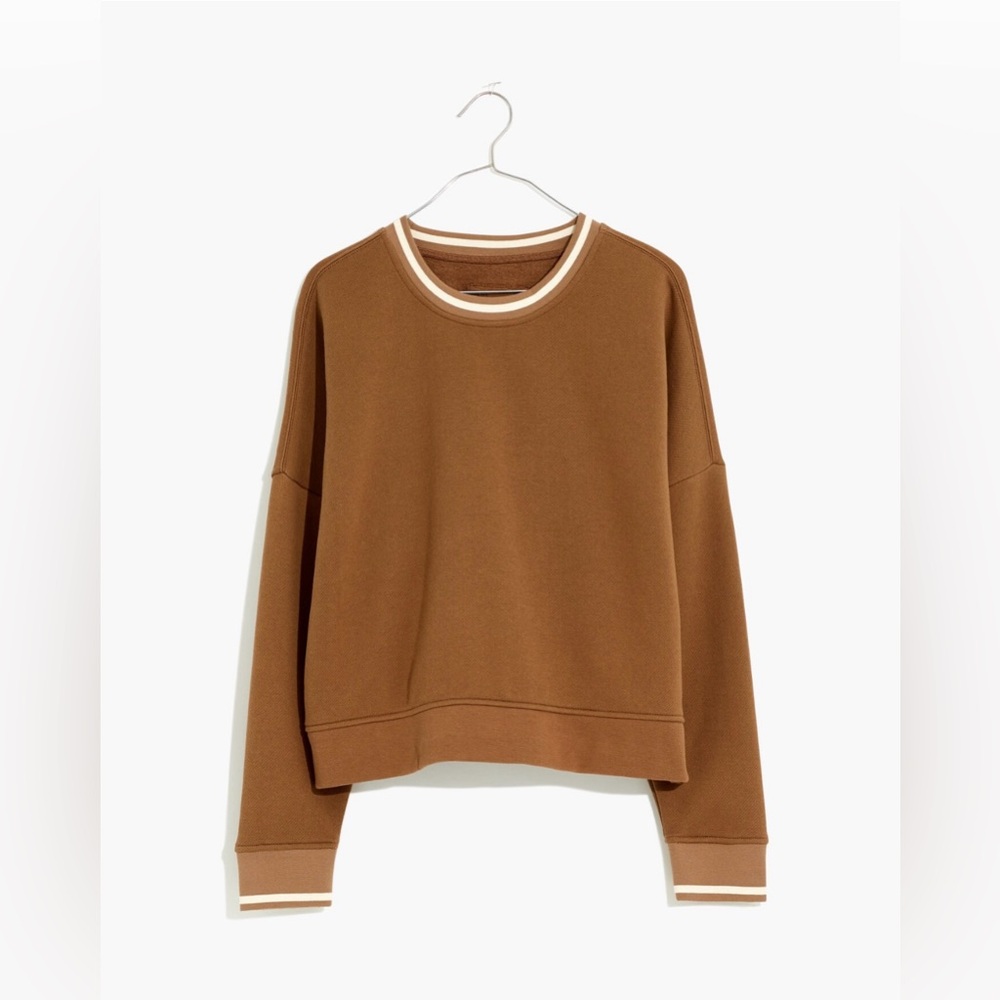 Classic Crewneck Sweatshirt in Brown with Contrast Trim